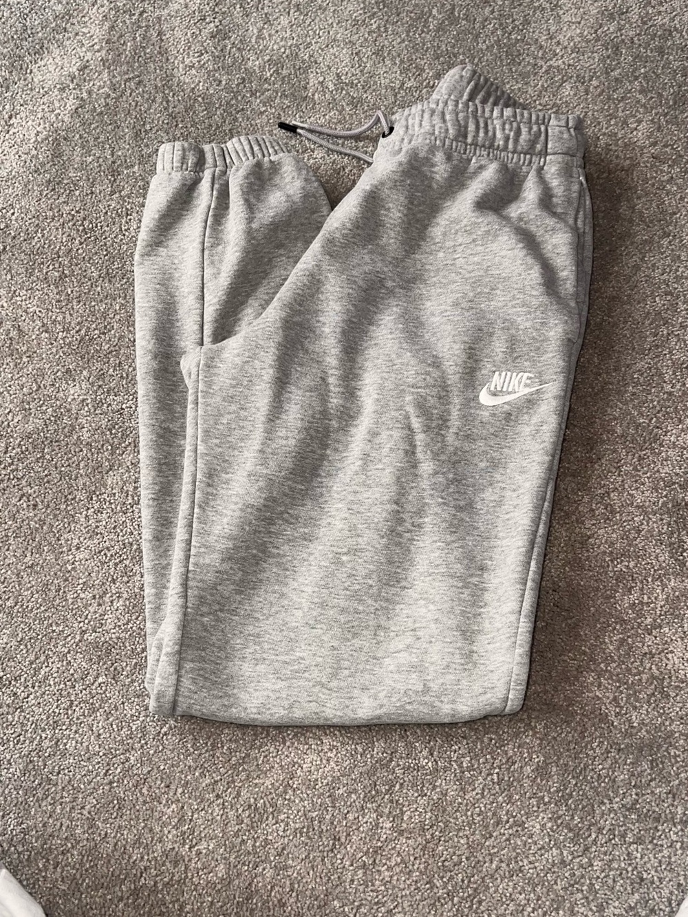Nike Grey Heather Fleece Joggers with White Logo